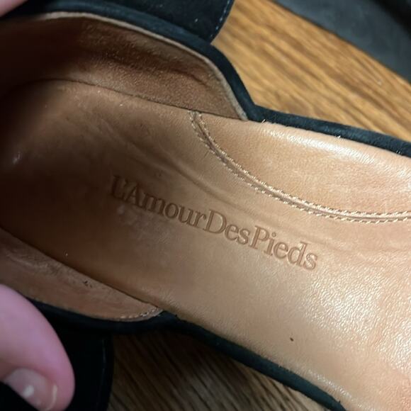 L'Amour Des Pieds Amadour Sandals Wedge Black Suede Ankle Strap Women's 10 - Picture 4 of 9